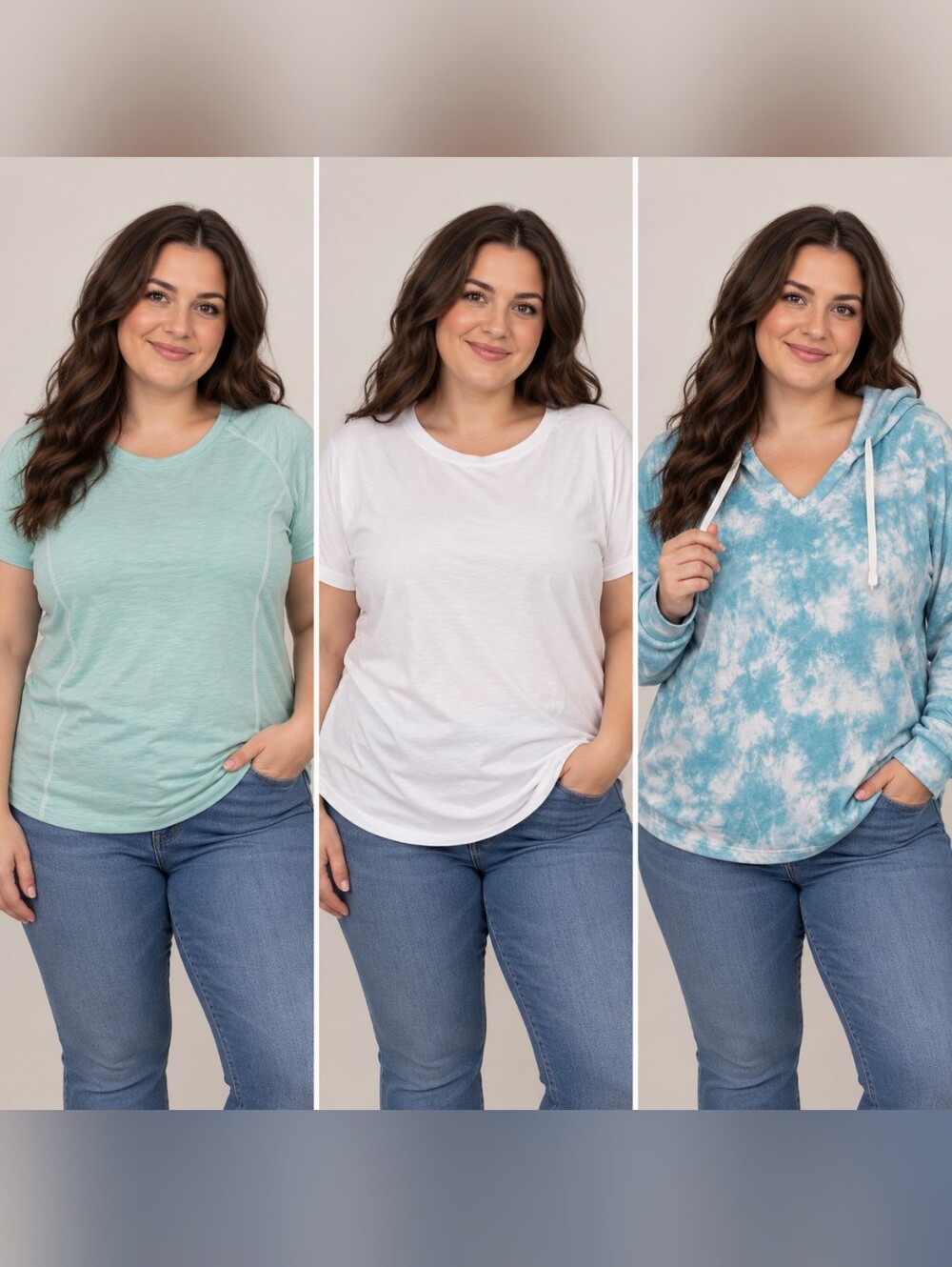 Women’s 1X 3-Pc NWT Tops Bundle Zone Pro Bobbie Brooks Tie Dye Hoodie Tee